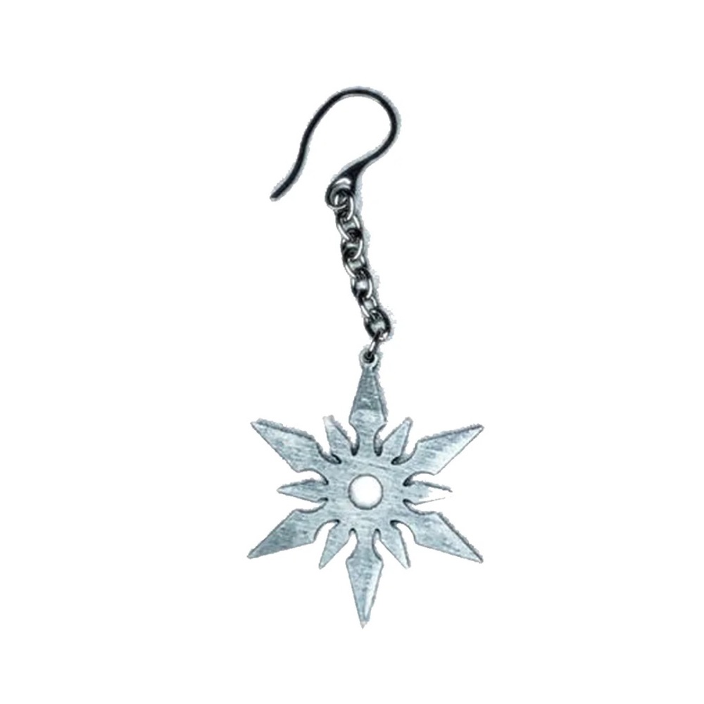SKNDLSS Jewelry Ninja Star Stainless Steel Dangle Earring 3 Inch NEW